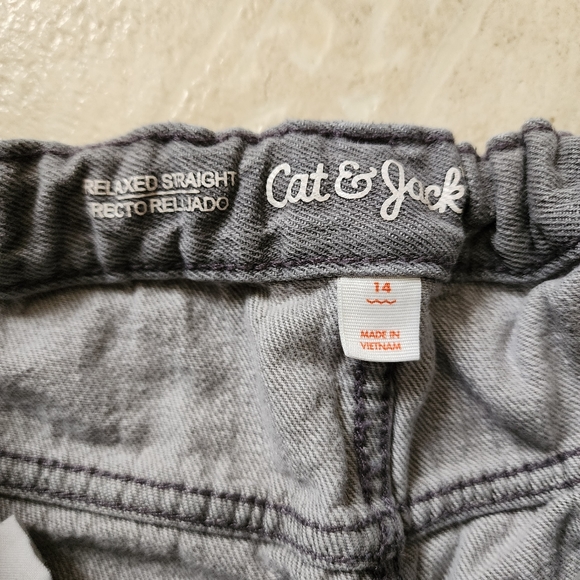 Cat and Jack gray elastic waist relaxed straight leg jeans Size 14 - Picture 8 of 8